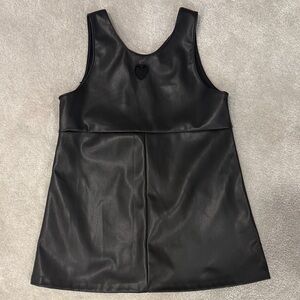 Zara girls cut out heart black faux leather dress